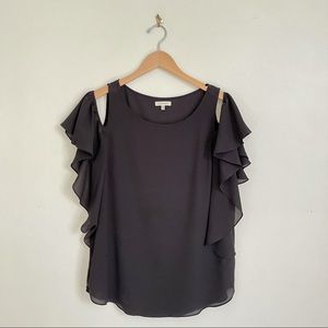 Black crepe Max Studio off the shoulder blouse